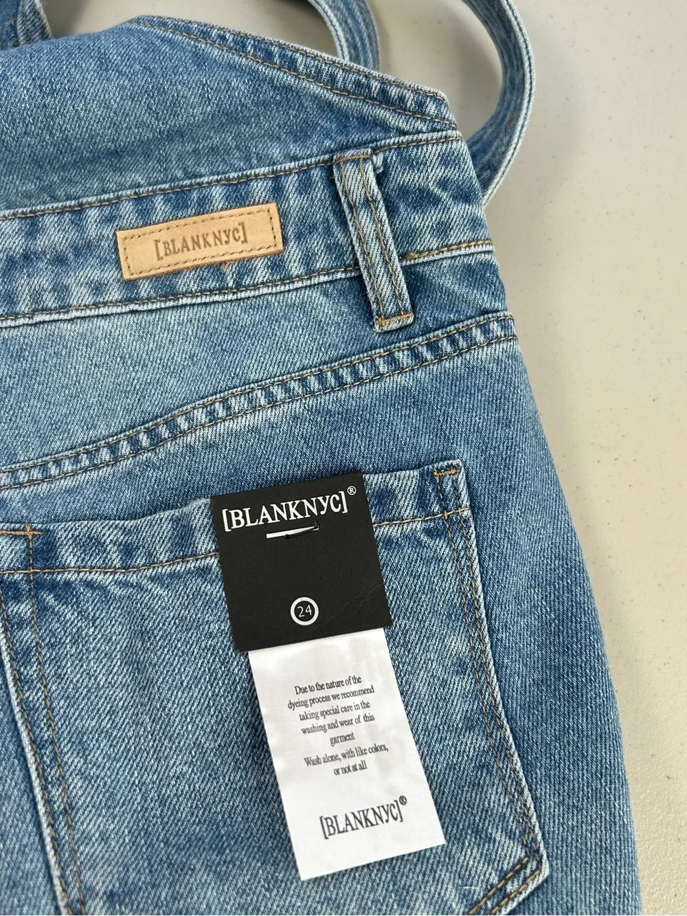 Blank NYC Women’s Denim Distressed Medium BlueJean Overalls Cottagecore Size 24